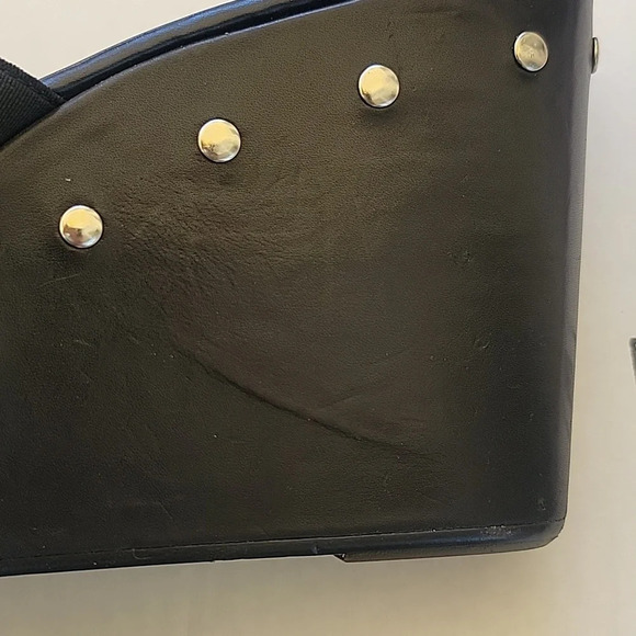 DONALD J PLINER BLACK 4" WEDGE HEEL SANDALS‎ (sz 11) - Picture 8 of 8